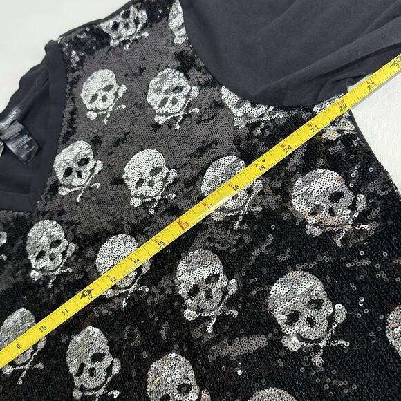 from Los Angeles bus stop sequin skull black Short Sleeve shirt Size 3X - Picture 5 of 8